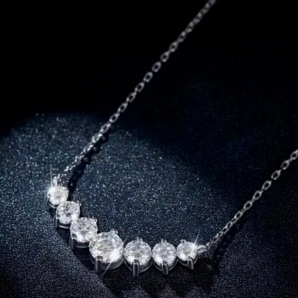 LOVESSOM Moissanite Choker Necklace - 925 Sterling Silver - Picture 1 of 12